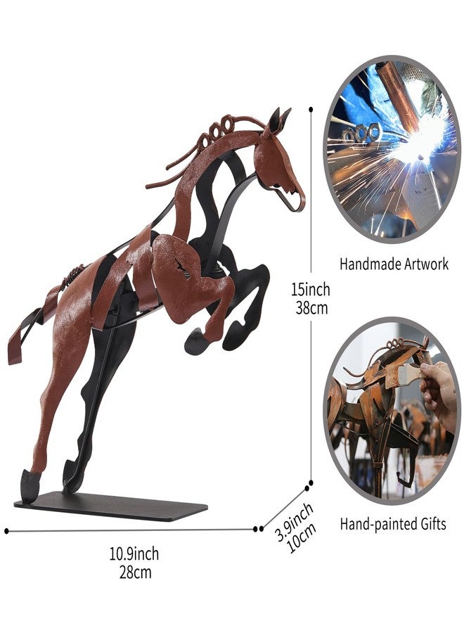 SunBlogs Art Horse Statue, Unique Metal Art Handmade Sculpture for Home Decor, Rustic Decor, Gifts for Horse Lovers (Brown) - Image 4
